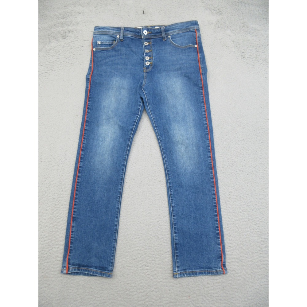 Pilcro Anthropologie Racer Stripe Jeans Women 30 Blue Chic Retro Street Y2K